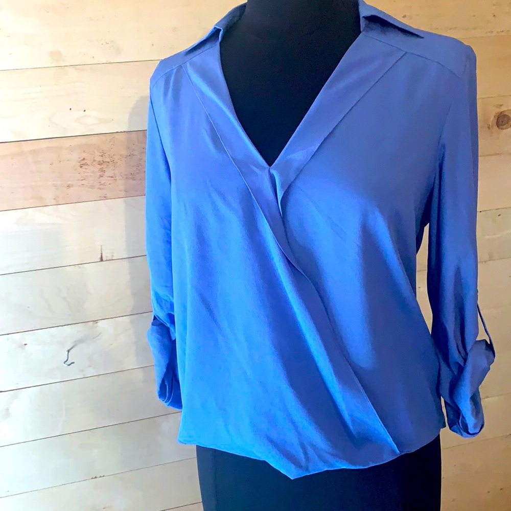 Gianni Bini Periwinkle Wrap Blouse Small